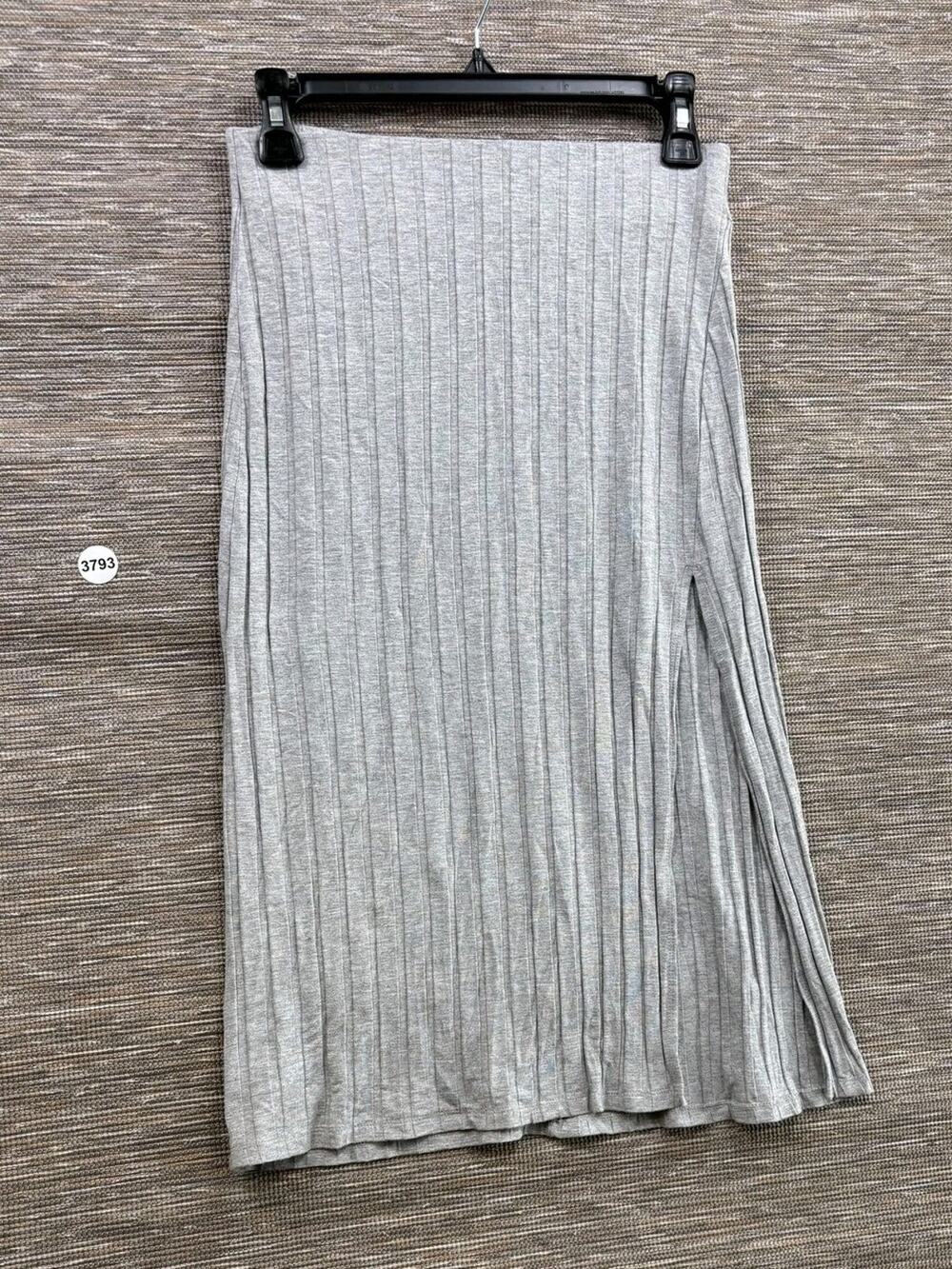 Wilfred Free Skirt Womens M Gray Pleated Jersey Midi Elastic Waist Slit Stretch